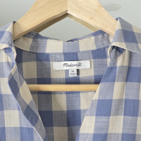 Madewell Blue Gingham Button-Back Top, Size XS - Picture 7 of 8